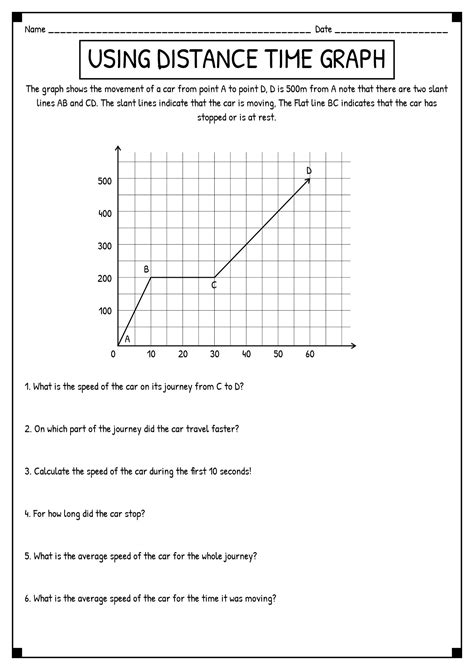 distance time graph worksheet with answers